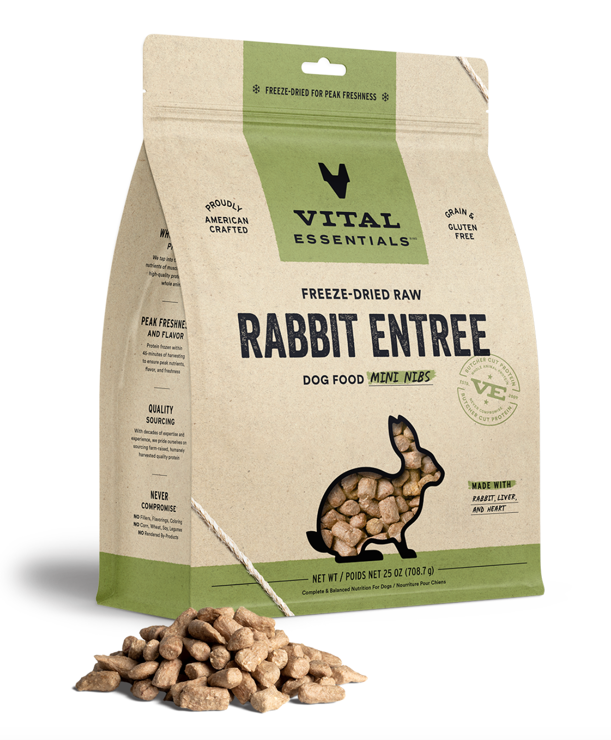 Vital Essentials Freeze-Dried Raw Rabbit Entree Mini Nibs GF Dog Food