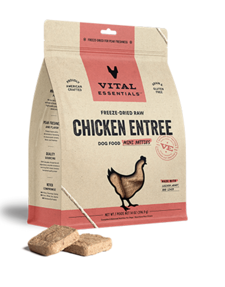 Vital Essentials Dog Freeze Dried Chicken Entree Mini Patties 14oz