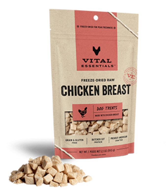 Vital Essentials Freeze-Dried Chicken Breast Dog Treats (2.1oz/59.5g)