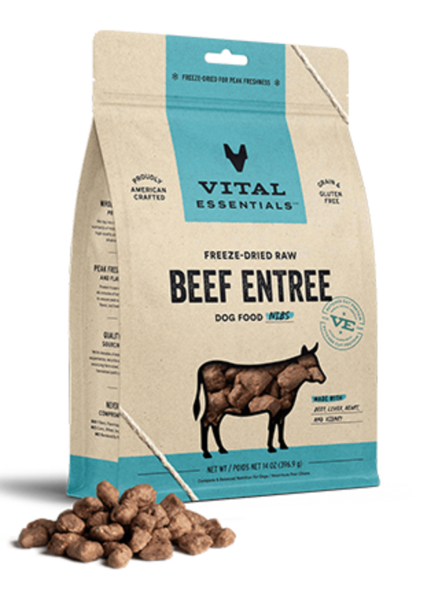 Vital Essentials Freeze-Dried Raw Beef Entree Nibs GF Dog Food (14oz/396.8g)