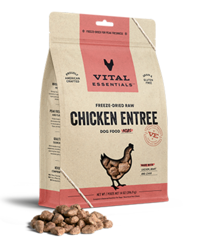 Vital Essentials Freeze-Dried Raw Chicken Entree Nibs GF Dog Food (14oz/396.8g)