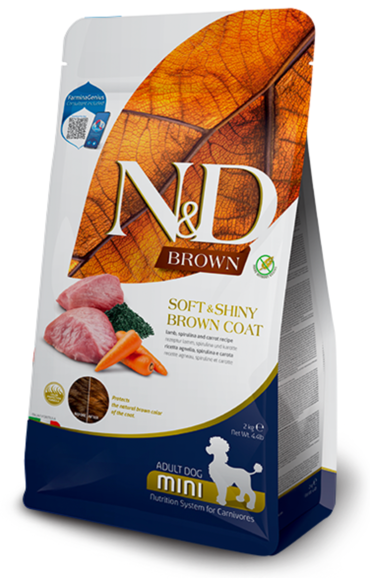 Farmina N&D Colour Protection Brown Coat - Lamb, Carrot & Kelp Mini Adult Dog Food (2kg/4.4lb)