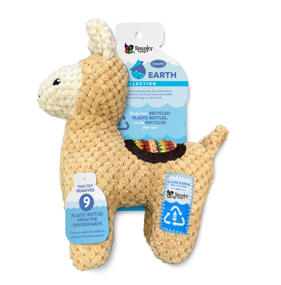 Spunky Pup Clean Earth Textured Recycled Plush Llama Dog Toy