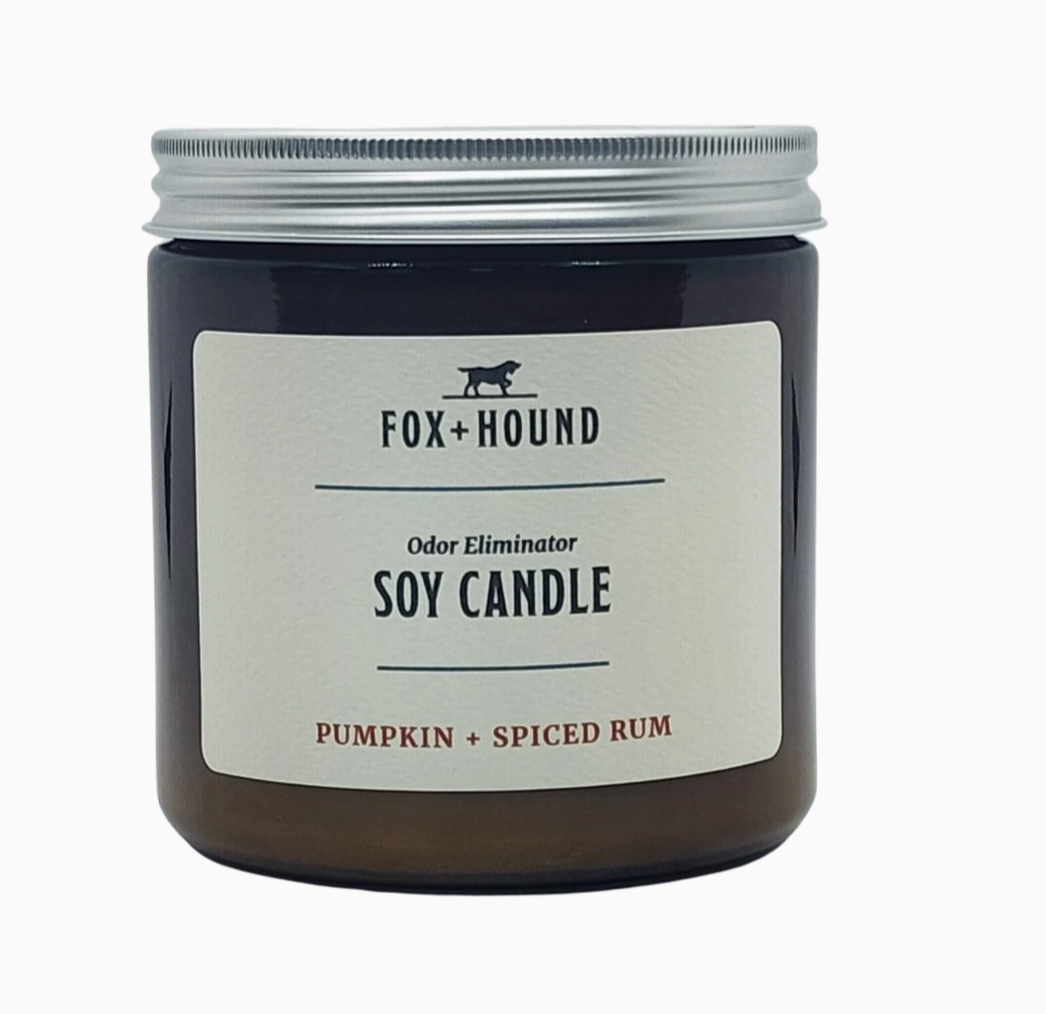 Fox + Hound Odor Eliminator Soy Candle - Pumpkin & Spiced Rum Scent