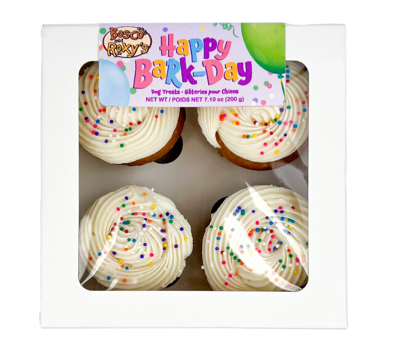 Bosco & Roxy's Prepackaged 3D Vanilla Medium Birthday Cupcakes