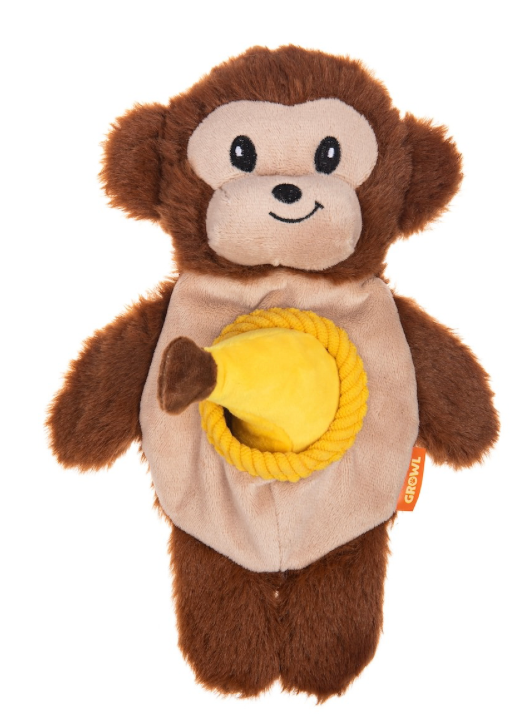 Growl Snackerz - Milo the Monkey Dog Toy