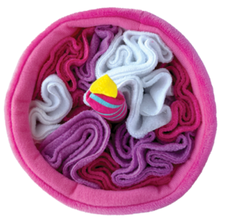 FouFouBrands FouFit Hide &#39;N Seek Birthday Cake Snuffle Dog Toy -