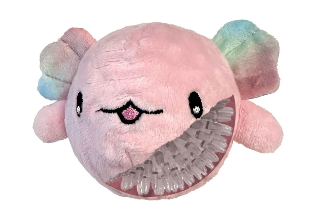 FouFouBrands Fuzzy Wuzzy Axolotl Spikers 2-in-1 Spiker Ball Dog Toy - Pink