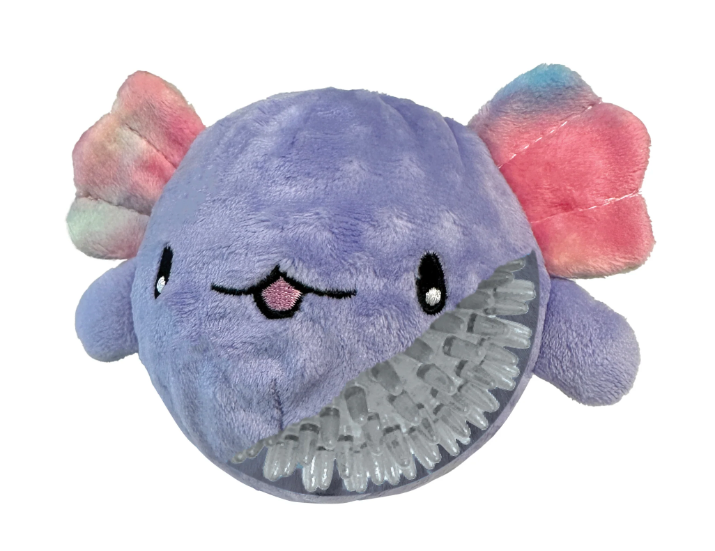 FouFouBrands Fuzzy Wuzzy Axolotl Spikers 2-in-1 Spiker Ball Dog Toy - Purple