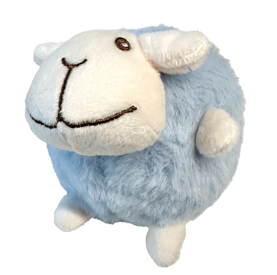 FouFouBrands Fuzzy Wuzzy Sheep Spikers 2-in-1 Spiker Ball Dog Toy - Blue