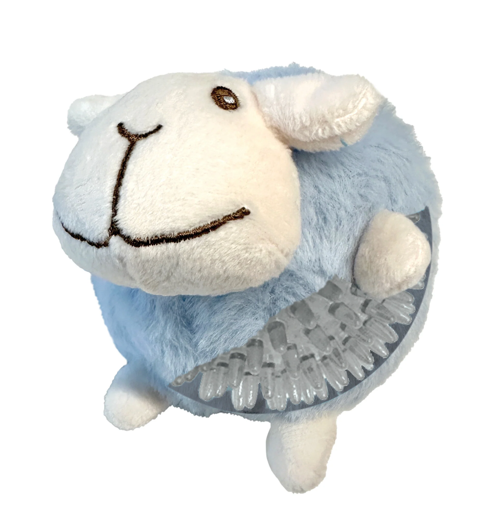 FouFouBrands Fuzzy Wuzzy Sheep Spikers 2-in-1 Spiker Ball Dog Toy - Blue