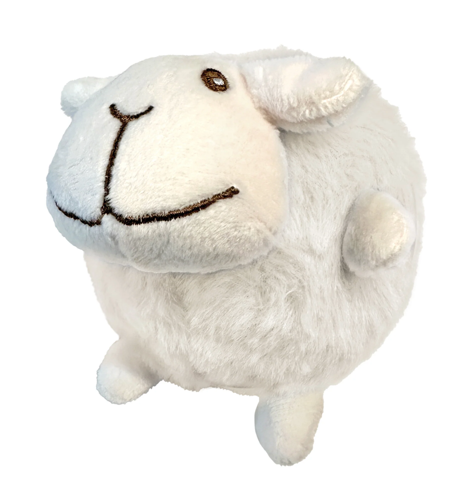 FouFouBrands Fuzzy Wuzzy Sheep Spikers 2-in-1 Spiker Ball Dog Toy - Cream