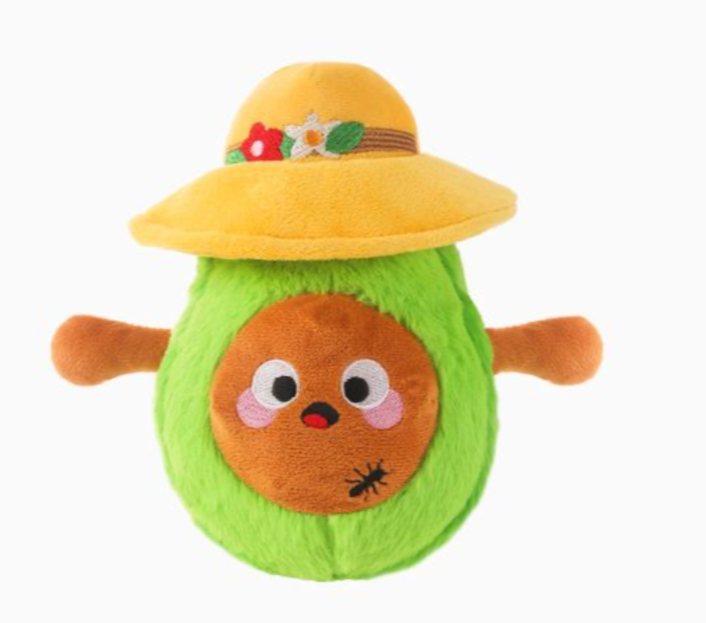 HugSmart Fuzzy Friendz Picnic Time - Avocado Dog Toy