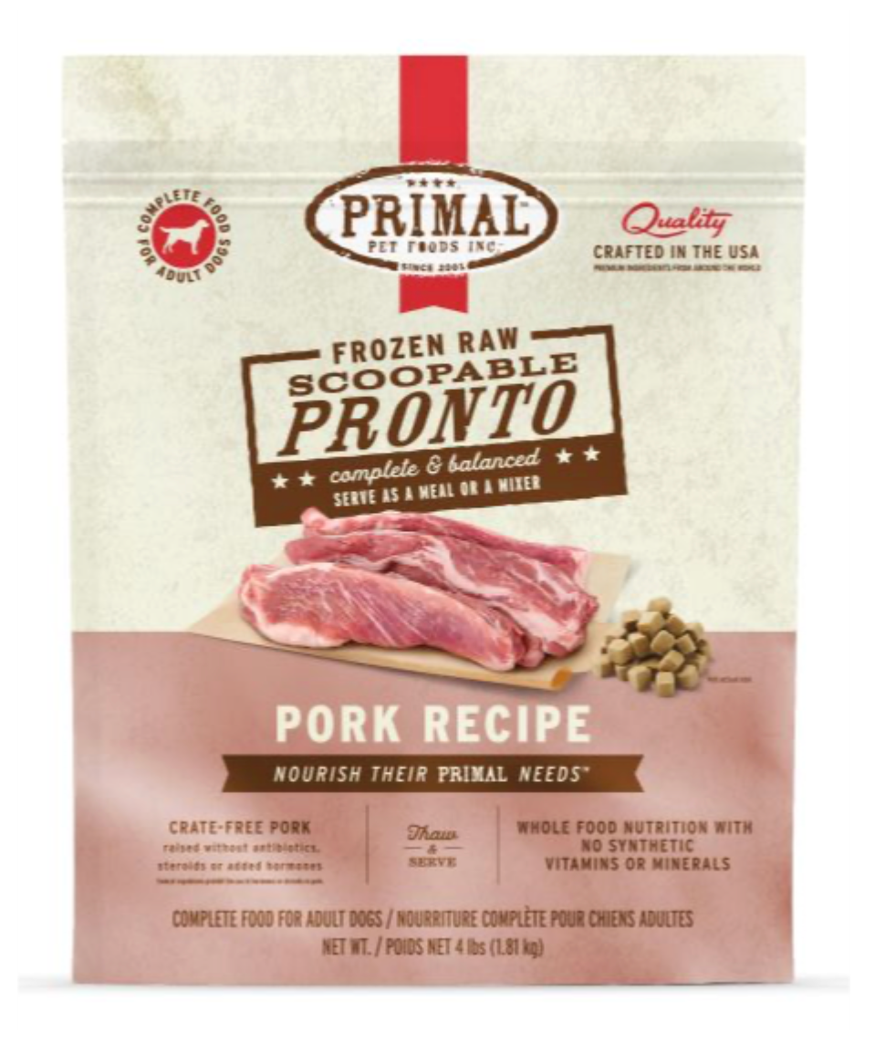 Primal Pronto Frozen Raw Pork GF Dog Food (1.81kg/4lb)
