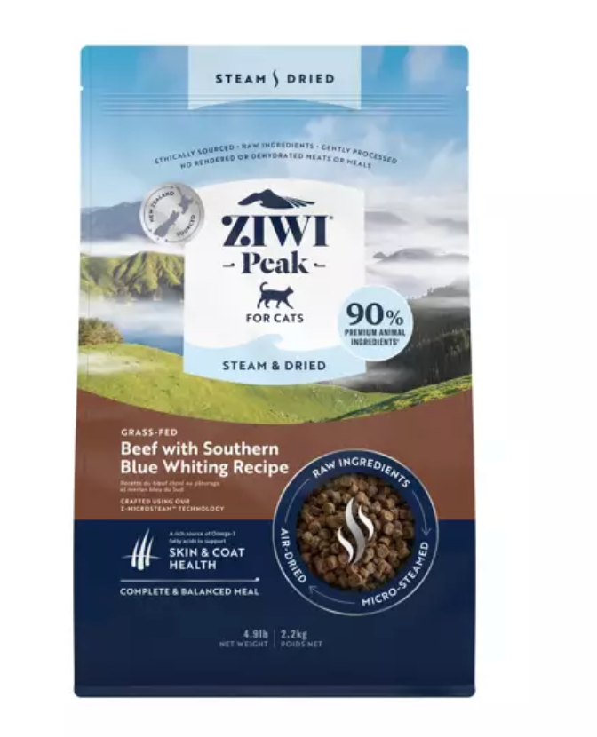 Ziwi Peak Beef with Southern Blue Whiting Steam Dried Cat Food