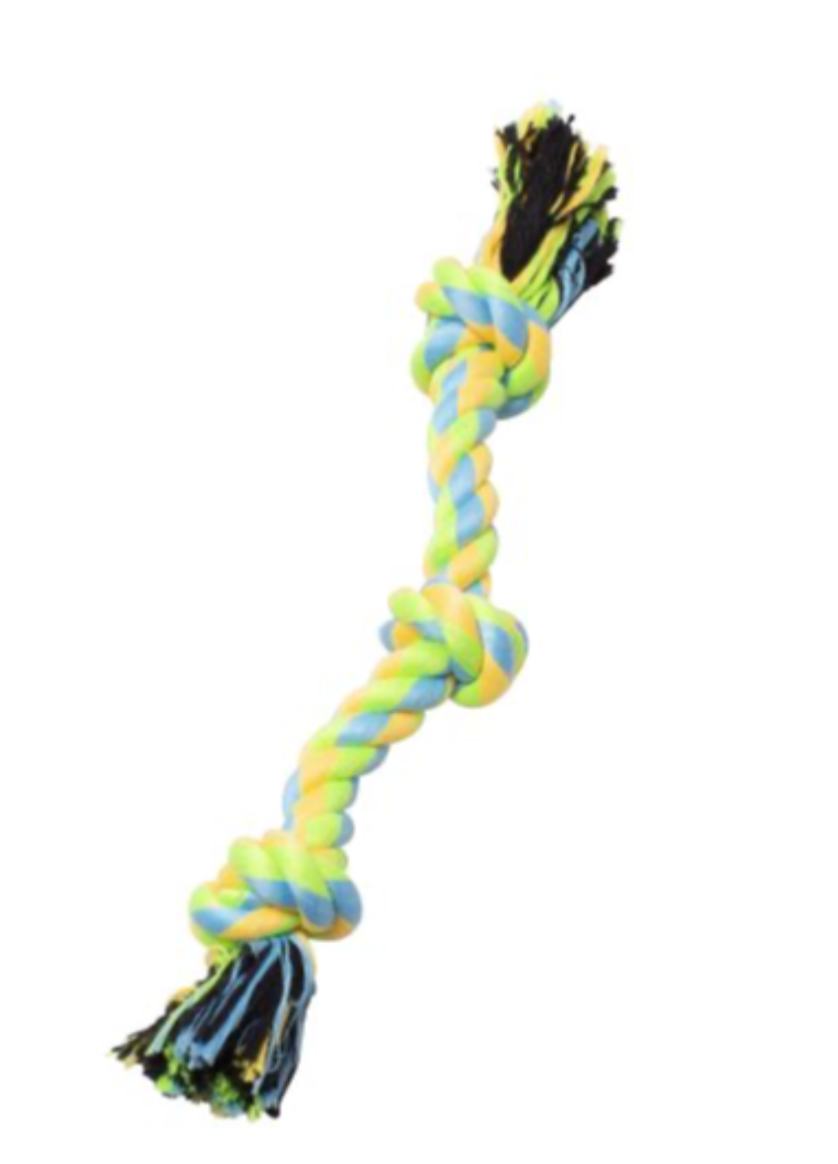 Bud'z Rope With 3 Knots - Green And Yellow Dog Toy