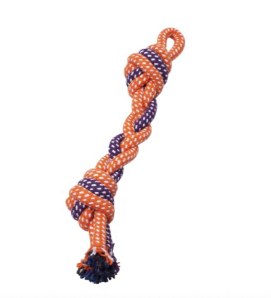 Bud'z Rope With 2 Knots - Orange And Purple Dog Toy