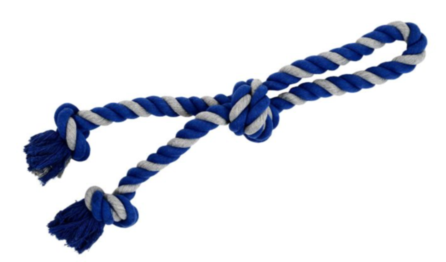 Bud'Z Double Rope with 3 Knots - Grey & Blue