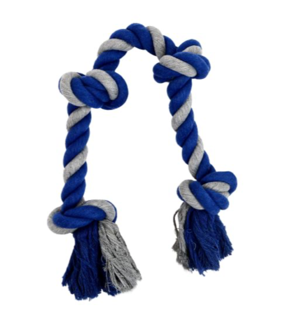 Bud'Z Rope with 4 Knots - Grey & Blue Dog Toy