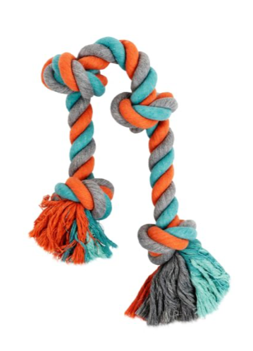 Bud'Z Rope with 4 Knots - Orange & Blue Dog Toy