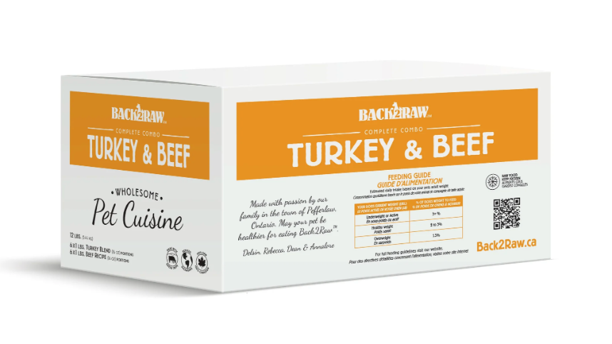 Back2Raw Complete Turkey Blend & Beef Blend Frozen Raw Dog Food