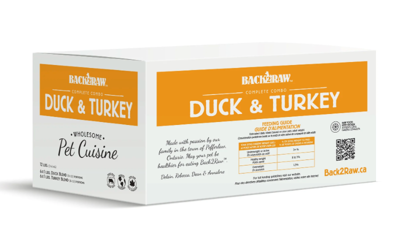Back2Raw Complete Turkey Blend & Duck Blend Frozen Raw Dog Food