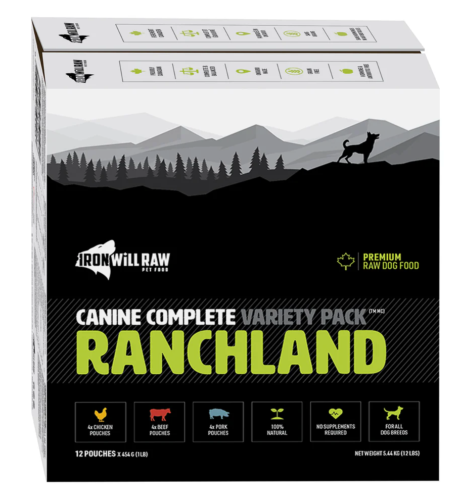 Iron Will Raw Canine Complete Ranchland Variety Pack Frozen Raw Dog Food