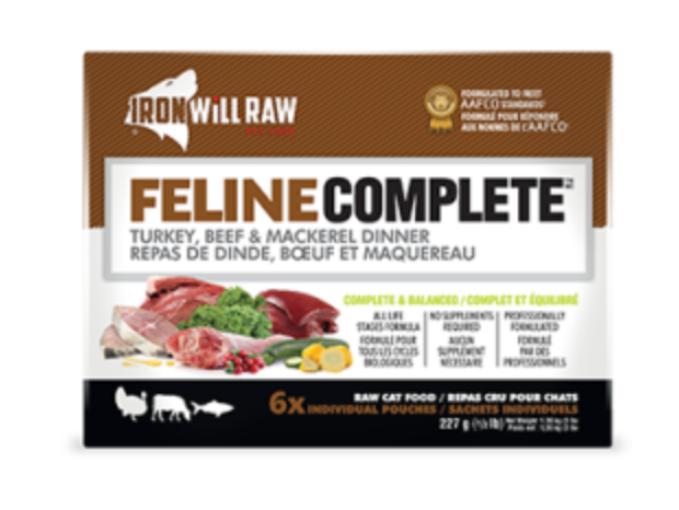 Iron Will Raw Feline Complete Turkey, Beef &amp; Mackerel Frozen Raw Cat Food