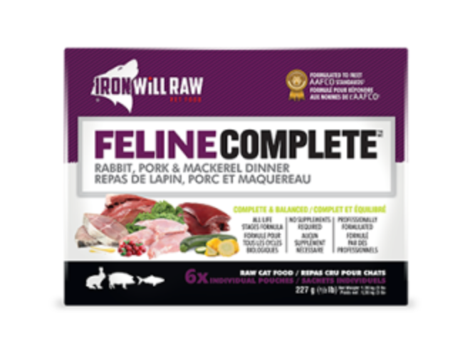 Iron Will Raw Feline Complete Rabbit, Pork & Mackerel Frozen Raw Cat Food