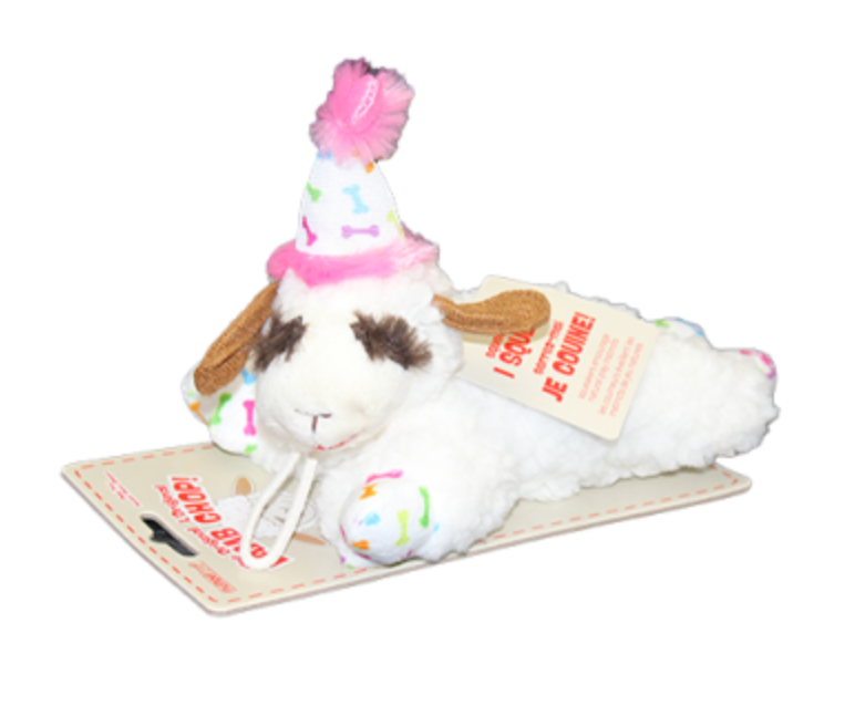 Multipet Lamb Chop with Birthday Hat Dog Toy