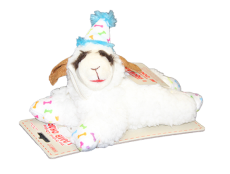 Multipet Lamb Chop with Birthday Hat Dog Toy