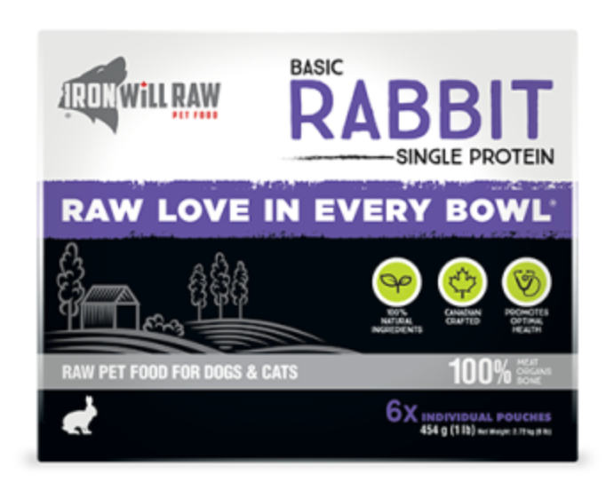 Iron Will Raw Basic Rabbit Frozen Raw Dog &amp; Cat Food