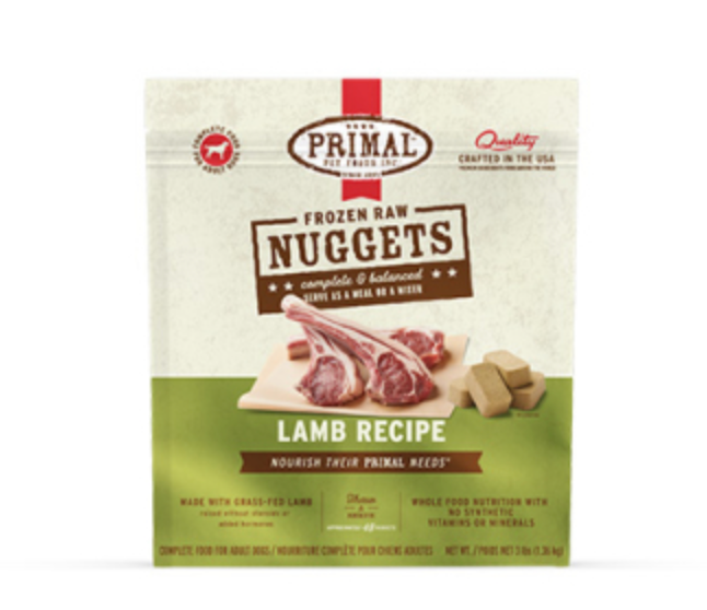 Primal Frozen Raw Nuggets Lamb Dog Food