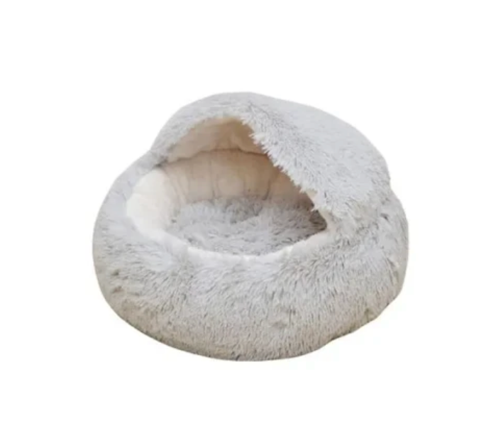 PetPals Modern Igloo Shag Fur Pet Bed with Hood