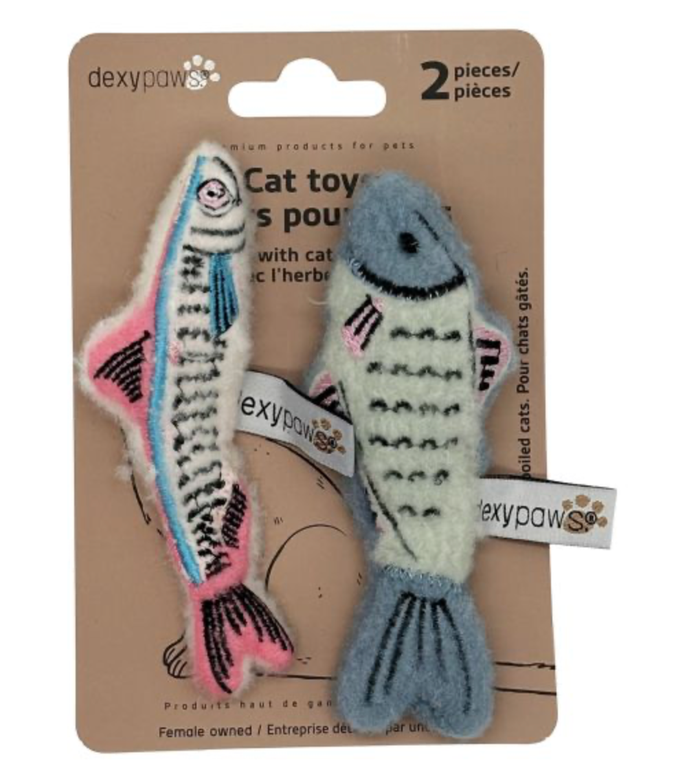 Dexypaws Mackerel and Herring Duo Cat Toy with Catnip