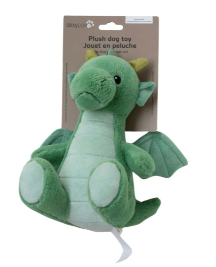 Dexypaws Green Dragon Plush Dog Toy