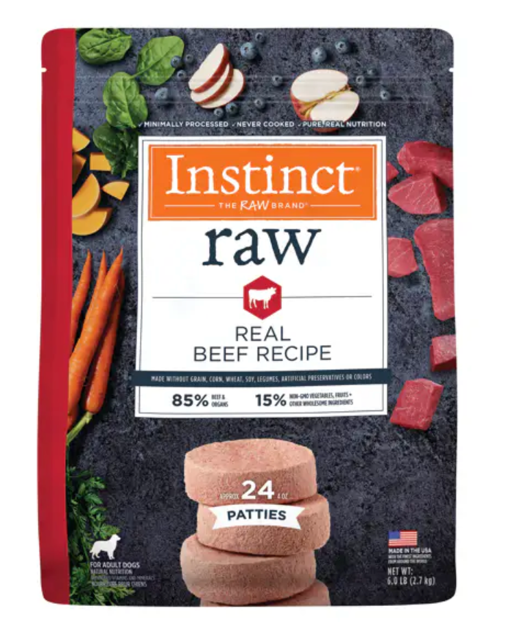 Instinct Frozen Raw Beef Patties Adult Dog Food (2.7kg/6lb)