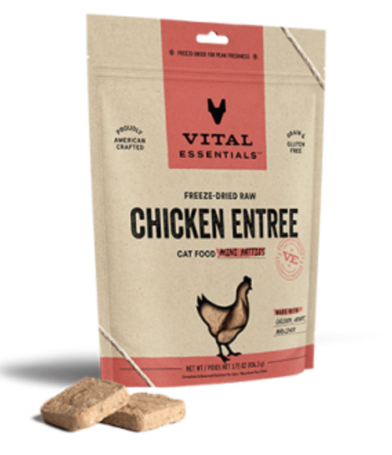 Vital Essentials Freeze-Dried Raw Chicken Entree Mini Patties GF Cat Food