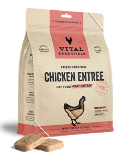 Vital Essentials Freeze-Dried Raw Chicken Entree Mini Patties GF Cat Food