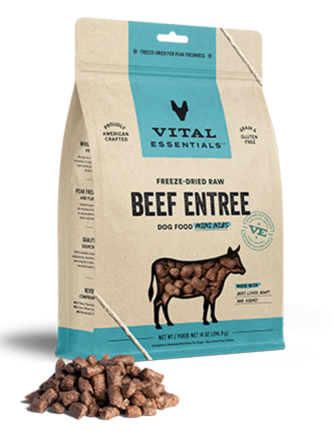 Vital Essentials Freeze-Dried Raw Beef Entree Mini Nibs GF Dog Food