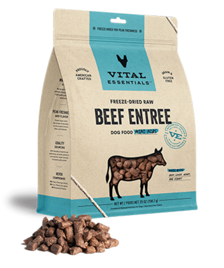 Vital Essentials Freeze-Dried Raw Beef Entree Mini Nibs GF Dog Food