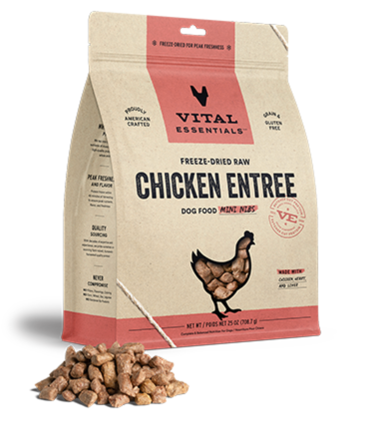 Vital Essentials Freeze-Dried Raw Chicken Entree Mini Nibs GF Dog Food