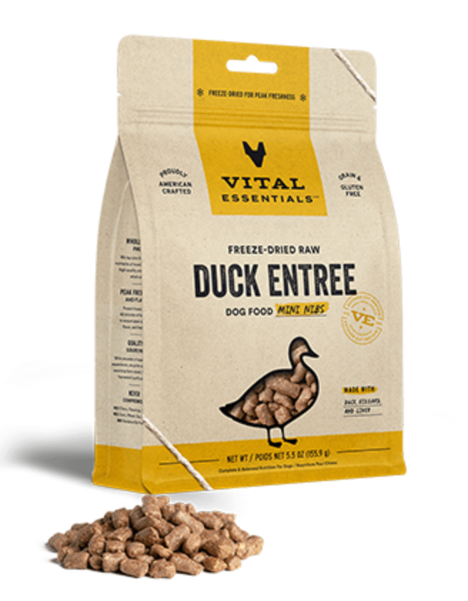 Vital Essentials Freeze-Dried Raw Duck Entree Mini Nibs GF Dog Food