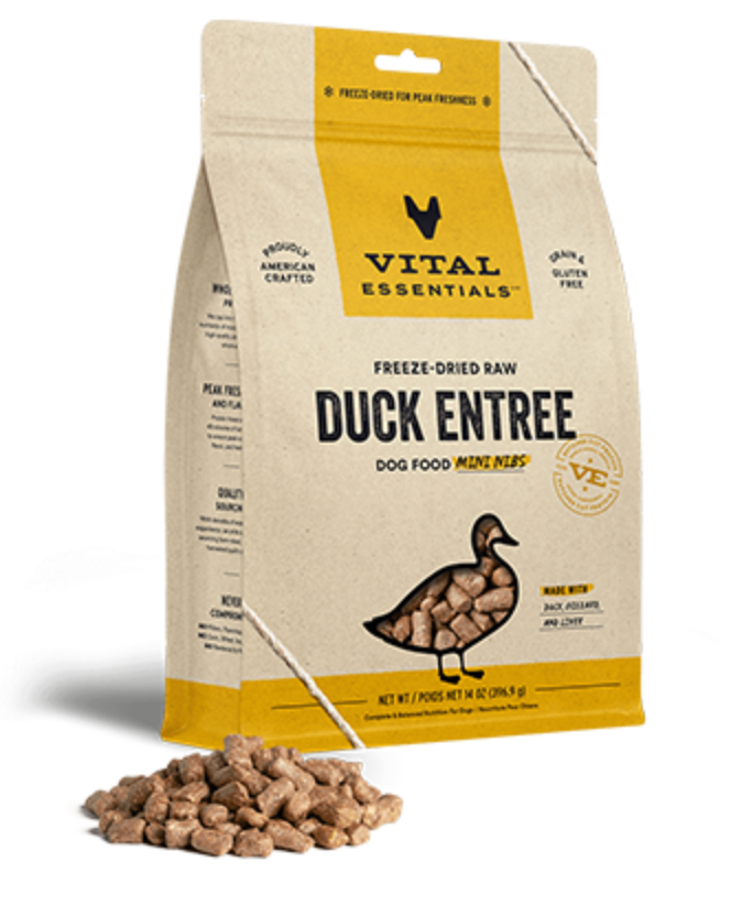 Vital Essentials Freeze-Dried Raw Duck Entree Mini Nibs GF Dog Food