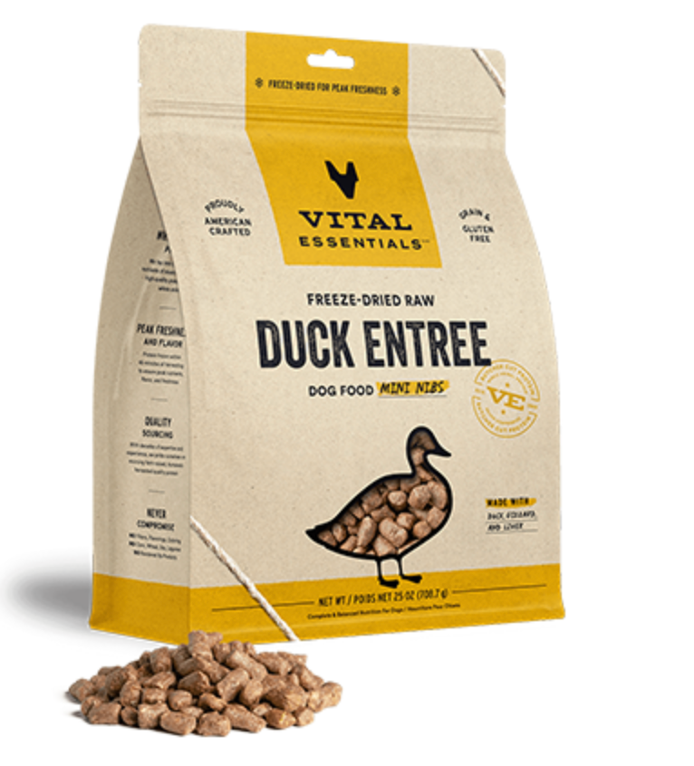 Vital Essentials Freeze-Dried Raw Duck Entree Mini Nibs GF Dog Food