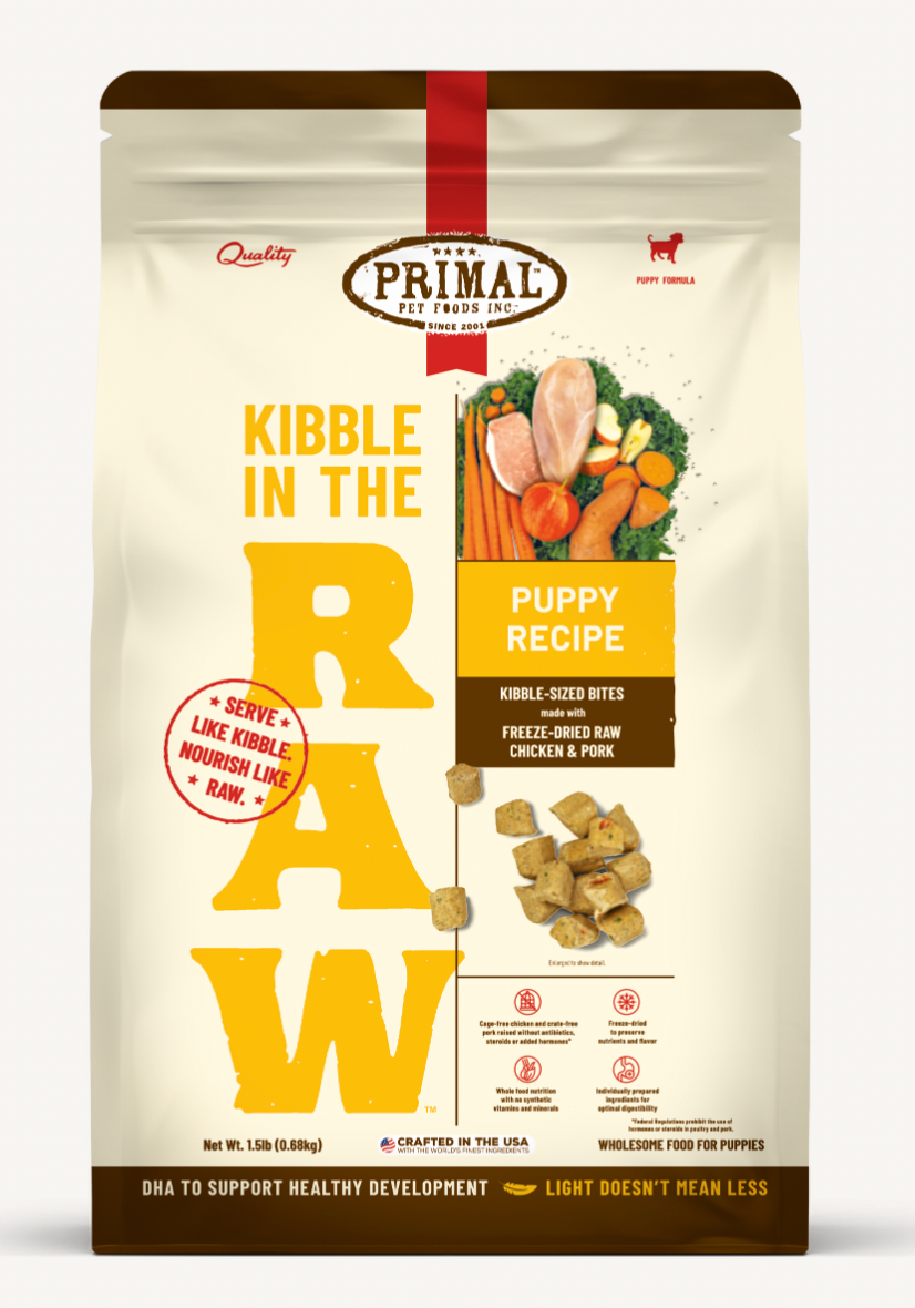 Primal Kibble In the Raw - Puppy Chicken & Pork Dog Food