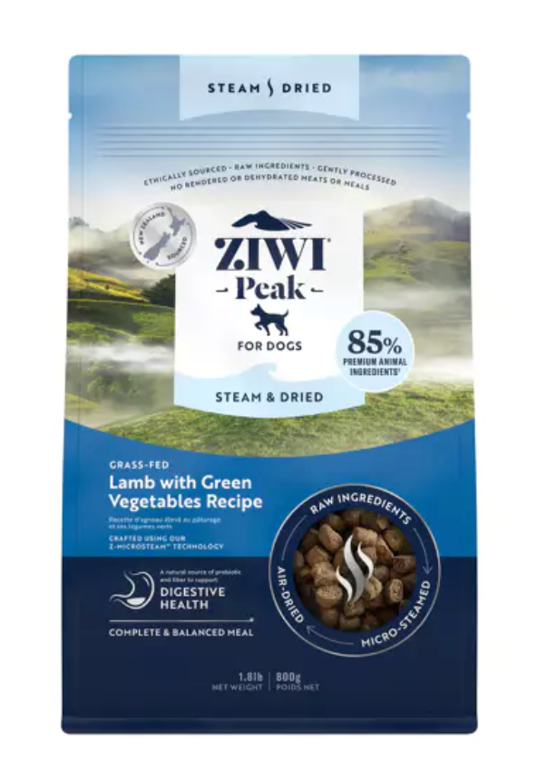 Ziwi Peak Lamb with Green Vegetables Steam Dried Dog Food