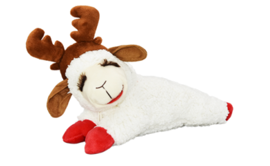 Multipet Lamb Chop Holiday with Antlers Plush Dog Toy