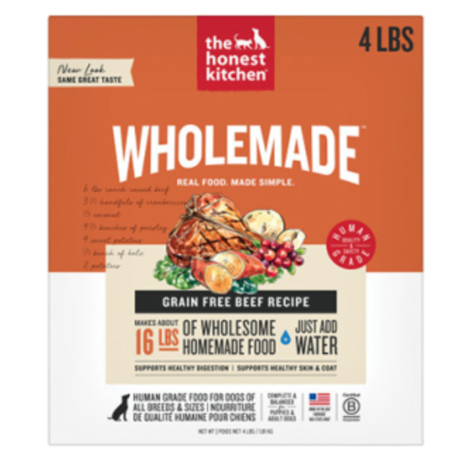 The Honest Kitchen Wholemade Beef GF Dehydrated Dog Food