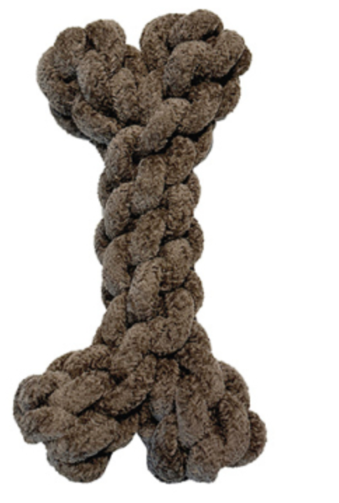 FouFouBrands fouFit Velvet Knotted Rope Bone Dog Toy